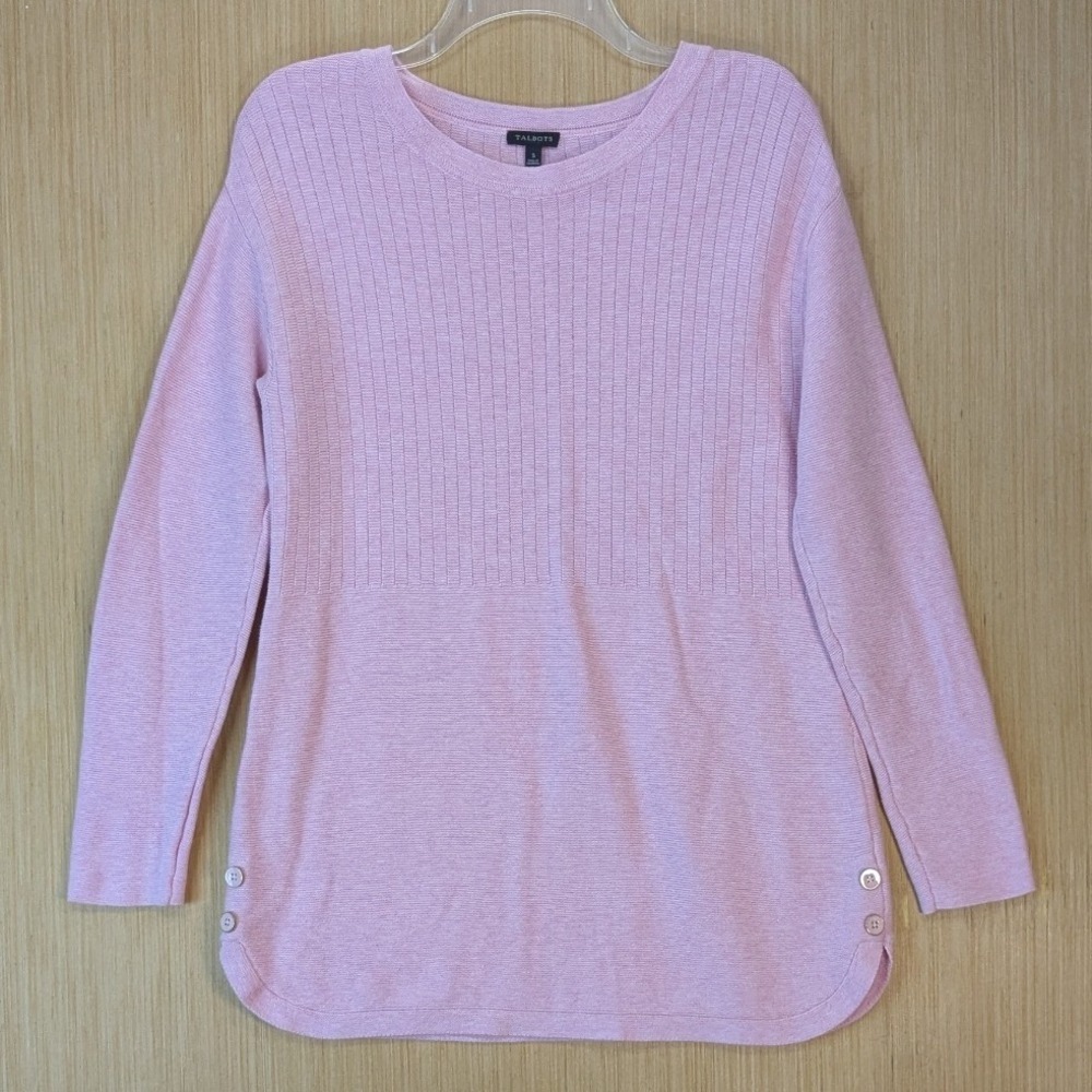 Talbots Preppy Minimalist‎ Feminine Pink Ribbed Knit Sweater Womens Small